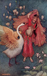 Warwick Goble - 'Damayanti and the Swan' from ''Indian Myth and Legend'' (1913)