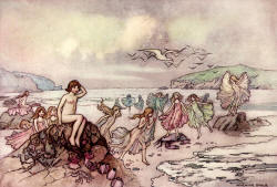 Warwick Goble - 'And sit upon a point of rock, among the shining sea-weeds' from ''The Water-babies, a fairy tale for a Land-baby''