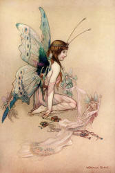 Warwick Goble - 'The fairies came flying in at the window and brought her such a pretty paid of wings' from ''The Water-babies, a fairy tale for a Land-baby''