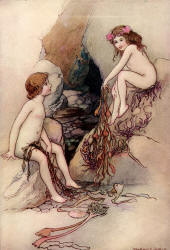 Warwick Goble - 'A real live water-baby, sitting on the white sand' from ''The Water-babies, a fairy tale for a Land-baby''