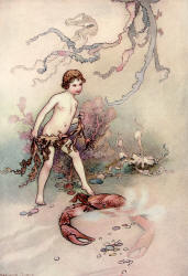 Warwick Goble - 'And frightened the crabs, to make them hide in the sand' from ''The Water-babies, a fairy tale for a Land-baby''