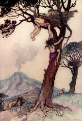 Warwick Goble - 'Underneath the trees lions were prowling about' from ''The Water-babies, a fairy tale for a Land-baby''