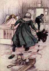 Warwick Goble - 'In rushed a stout old nurse from the next room' from ''The Water-babies, a fairy tale for a Land-baby''