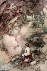 Warwick Goble - 'At last he came to the great sea-serpent himself, lying dead at the bottom' from ''The Water-babies, a fairy tale for a Land-baby''