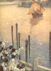 William Russell Flint - 'End of Act I - Girls wave Farewell to Men' for 'The Gondoliers; or, The King of Barataria' from ''Iolanths and Other Operas'' (1910)
