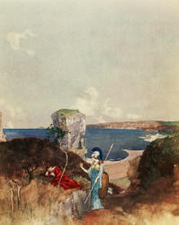 William Russell Flint - 'She stood and looked at him with her clear grey eyes' from ''The Heroes; or, Greek Fairy Tales for My Children'' (1912)