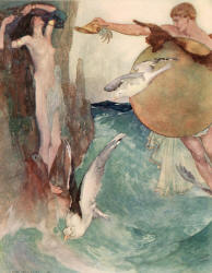 William Russell Flint - 'Do not fear me, fair one; I am a Hellen, and no barbarian' from ''The Heroes; or, Greek Fairy Tales for My Children'' (1912)