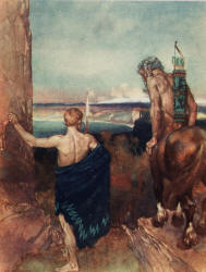 William Russell Flint - 'Cheiron stood by him and watched him, for he knew that the time was come' from ''The Heroes; or, Greek Fairy Tales for My Children'' (1912)