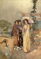 William Russell Flint - 'Three little maids from school!' for 'The Mikado; or, The Town of Titipu' from ''Iolanths and Other Operas'' (1910)