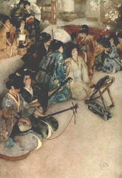 William Russell Flint - 'Opening Scene of Act II' for 'The Mikado; or, The Town of Titipu' from ''Iolanths and Other Operas'' (1910)