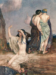 William Russell Flint - 'The herdsman bore off Helen, upon a time, and carried her to Ida, sore sorrow to �noe' from ''Theocritus, Bion and Moschus'' (1922)