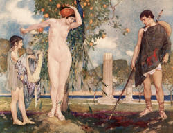 William Russell Flint - 'She too came, the sweetly smiling Cypris, craftily smiling she came, yet keeping her heavy anger' from ''Theocritus, Bion and Moschus'' (1922)
