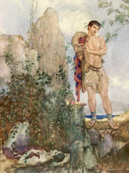 William Russell Flint - 'Ah, lovely Amaryllus, why no more, as of old, dost thou glance through this cavern after me, nor callest me, they sweetheart, to thy side' from ''Theocritus, Bion and Moschus'' (1922)